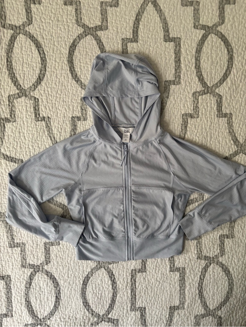Athleta Girls' Light Blue Hooded Zip Jacket (dove)
